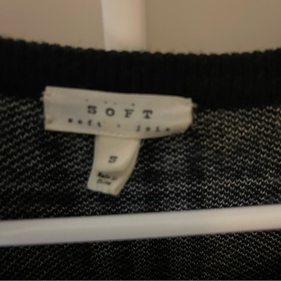 Soft Joie Black and White Long Sleeve Mixed Media Sweater Dress, Small - Picture 9 of 13